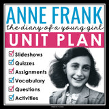 Anne Frank The Diary of a Young Girl Unit Plan Novel Study Lessons & Activities