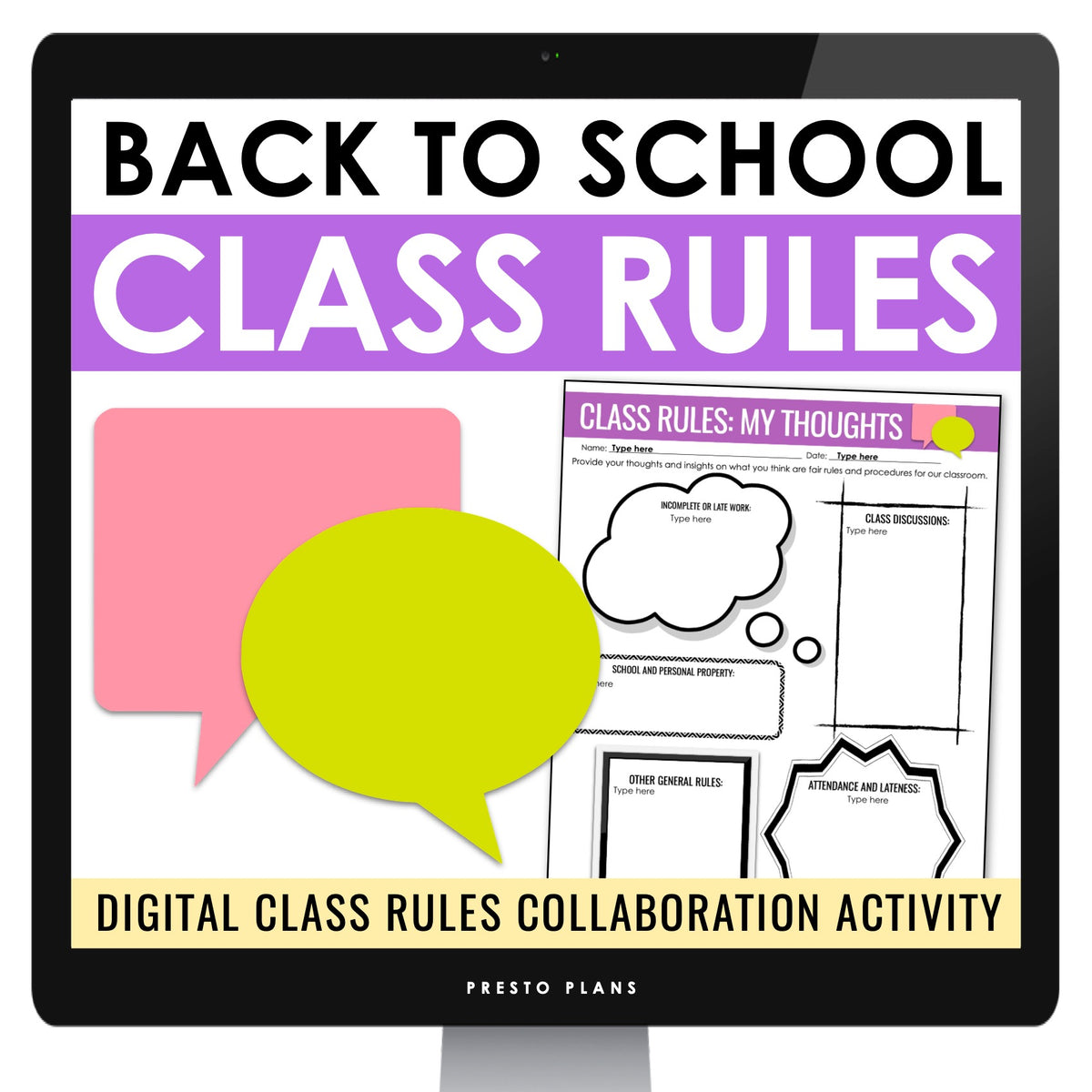 Back to School Rules Activity - Writing Class Rules Digital Assignment ...