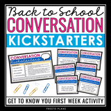 Back to School Get To Know You Discussion Task Cards Activity for Middle School