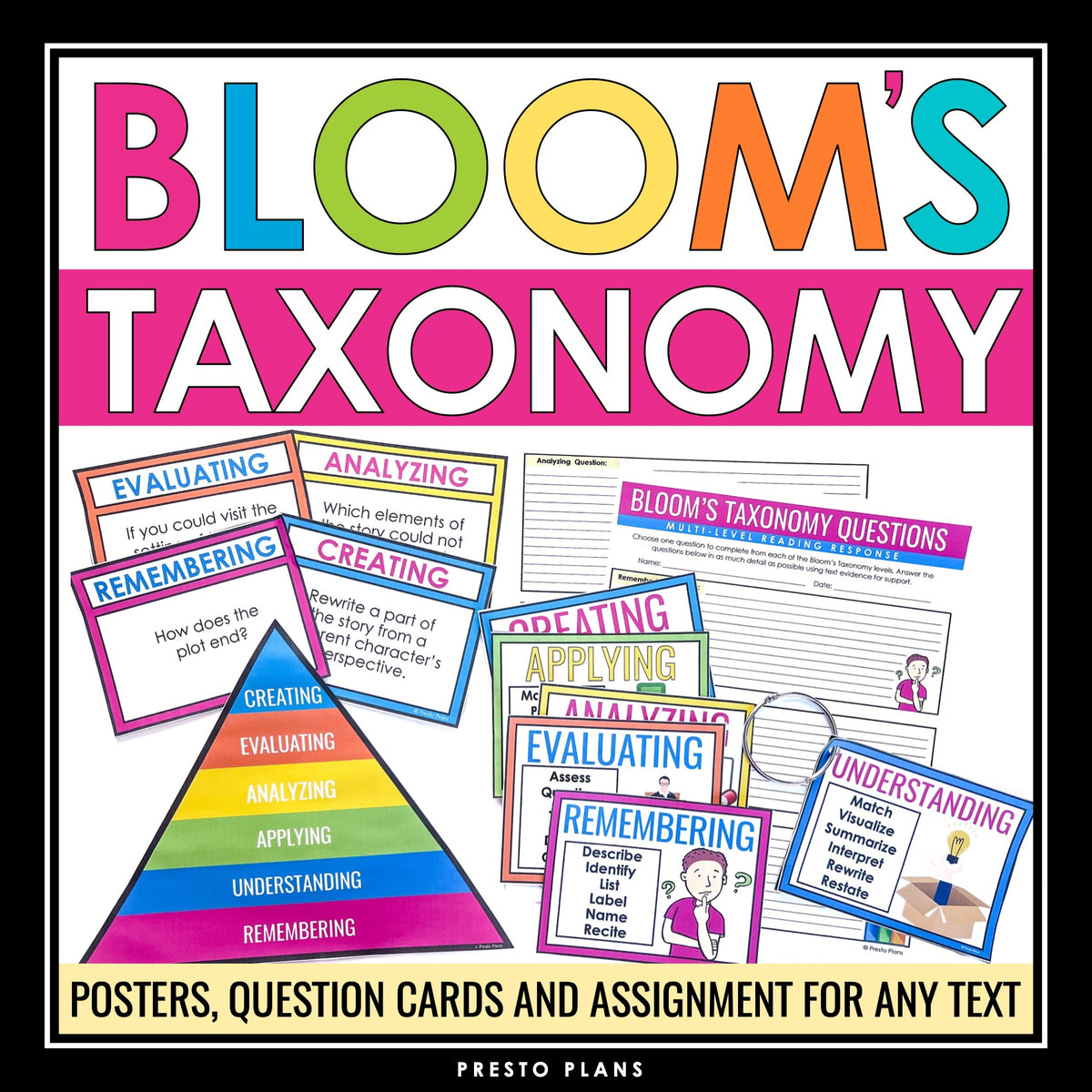 Bloom's Taxonomy Posters, Reading Question Cards, and Assignment for A – Presto Plans bloom-s-taxonomy-posters-reading-question-cards-and-assignment-for-a-presto-plans