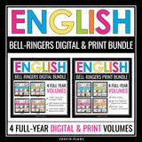 English Bell Ringers Bundle - Weekly ELA Warm Ups - All Digital & Print Volumes