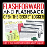 Flashback and Flashforward Slides & Literary Device Escape Room Reading Activity