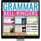 Grammar Bell-Ringers - Weekly Grammar Skills Middle & High School ELA - Digital