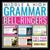Grammar Bell-Ringers - Weekly Grammar Skills Program Middle & High School ELA