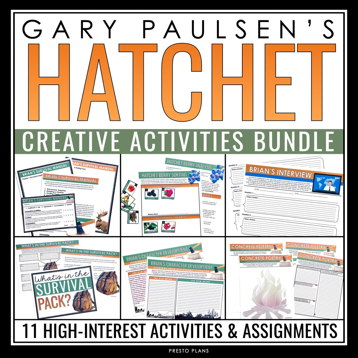 Hatchet Activity Bundle - Creative Novel Activities and Assignments Ga ...