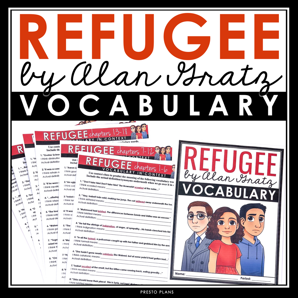 Refugee by Alan Gratz Vocabulary Booklet, Presentation, and Answer