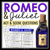 Romeo and Juliet Questions - Act and Scene Questions for Shakespeare's Play