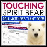 Touching Spirit Bear Poetry Characterization Novel Activity - Cole's I Am Poem