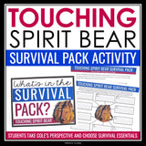 Touching Spirit Bear Activity - Survival Pack Creative Novel Study Assignment