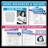 Anne Frank The Diary of a Young Girl Unit Plan Novel Study Lessons & Activities