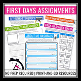 Back to School Activities and Assignments - First Days of School Activity Bundle