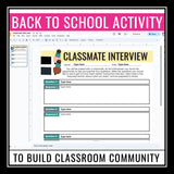 Back to School Activity - Classmates Interview First Day Digital Activity
