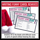 Christmas Parts of Speech Activity - Rewriting Holiday Carols Song Lyrics Remix