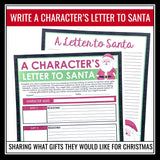 Christmas Writing Assignment for Novel or Short Story - Character Santa Letter