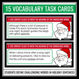 Christmas Vocabulary Activity - Santa's Dictionary Task Cards with Definitions