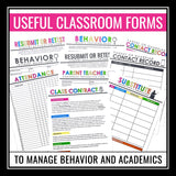 Classroom Management Resources - Forms, Posters, Procedures, and Tips Bundle