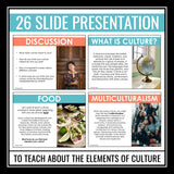 Culture Elements Presentation - What is Culture? Social Studies Culture Lesson