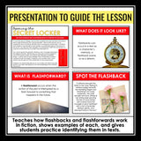 Flashback and Flashforward Slides & Literary Device Escape Room Reading Activity