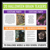 Halloween Riddles and Brain Teasers Activity - Problem-Solving Halloween Games