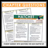 Hatchet Questions - Comprehension and Analysis Reading Chapter Questions