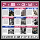 Martin Luther King Jr Day - MLK Biography, Assignment, Crossword Puzzle Activity