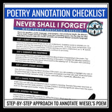 Night by Elie Wiesel Poetry Analysis Assignment - Never Shall I Forget Poem