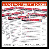Refugee by Alan Gratz Vocabulary Booklet, Presentation, and Answer Key