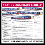 Touching Spirit Bear Vocabulary Booklet, Presentation, and Answer Key