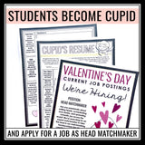 Valentine's Day Writing Assignment - Resume for Cupid Creative Holiday Activity