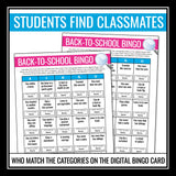 Back to School Activity - Find Someone Who Bingo Icebreaker Digital Game