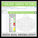 Christmas Parts of Speech Digital Activity - Color Code Hidden Mystery Pictures