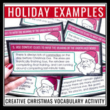 Christmas Vocabulary Activity - Santa's Dictionary Task Cards with Definitions