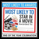 End of the Year Awards - Most Likely To Edition Student Award Certificates Vol 1