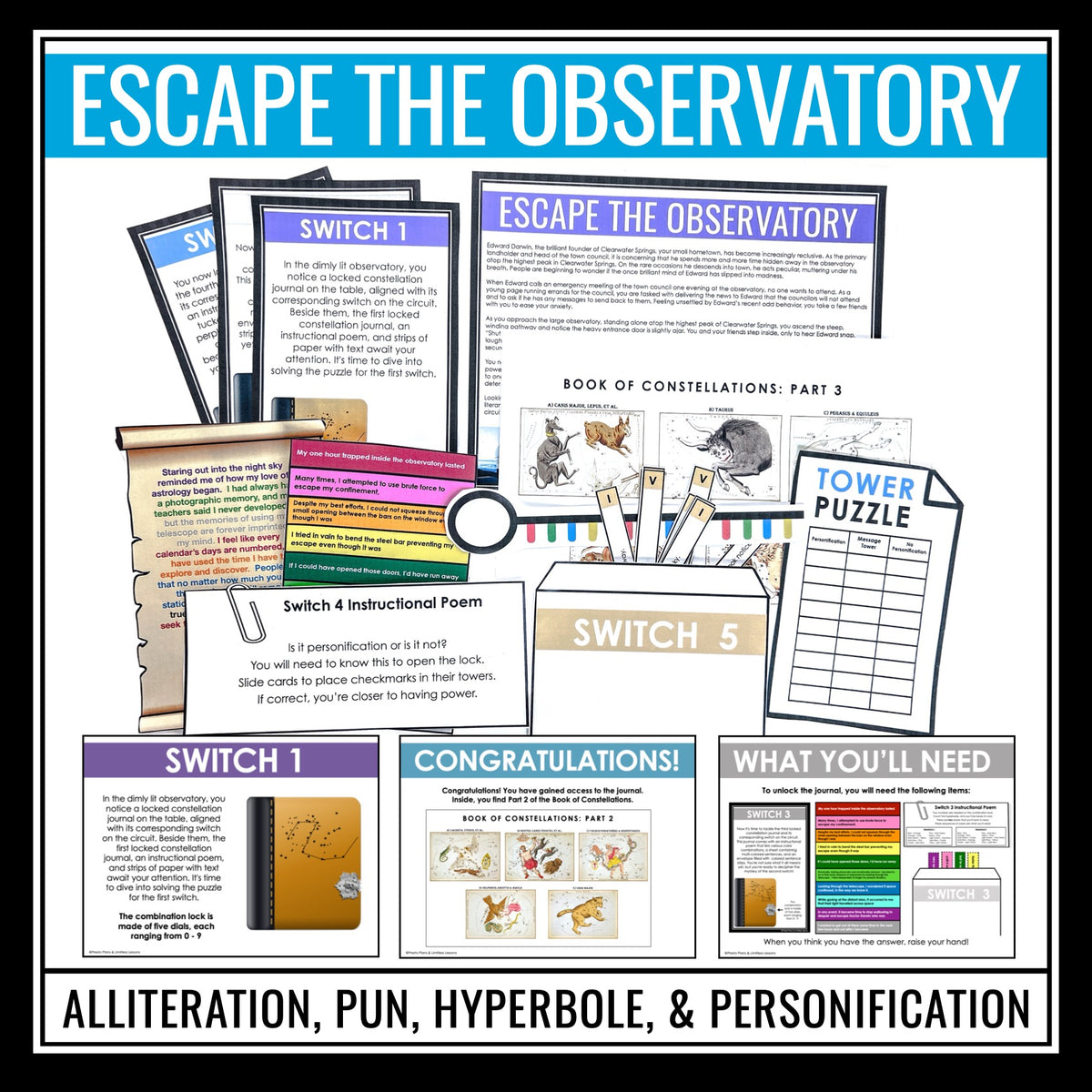 Figurative Language Escape Room Activity Bundle Literary Devices Break