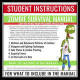 Halloween Writing Assignment - Zombie Survival Manual Halloween Digital Activity