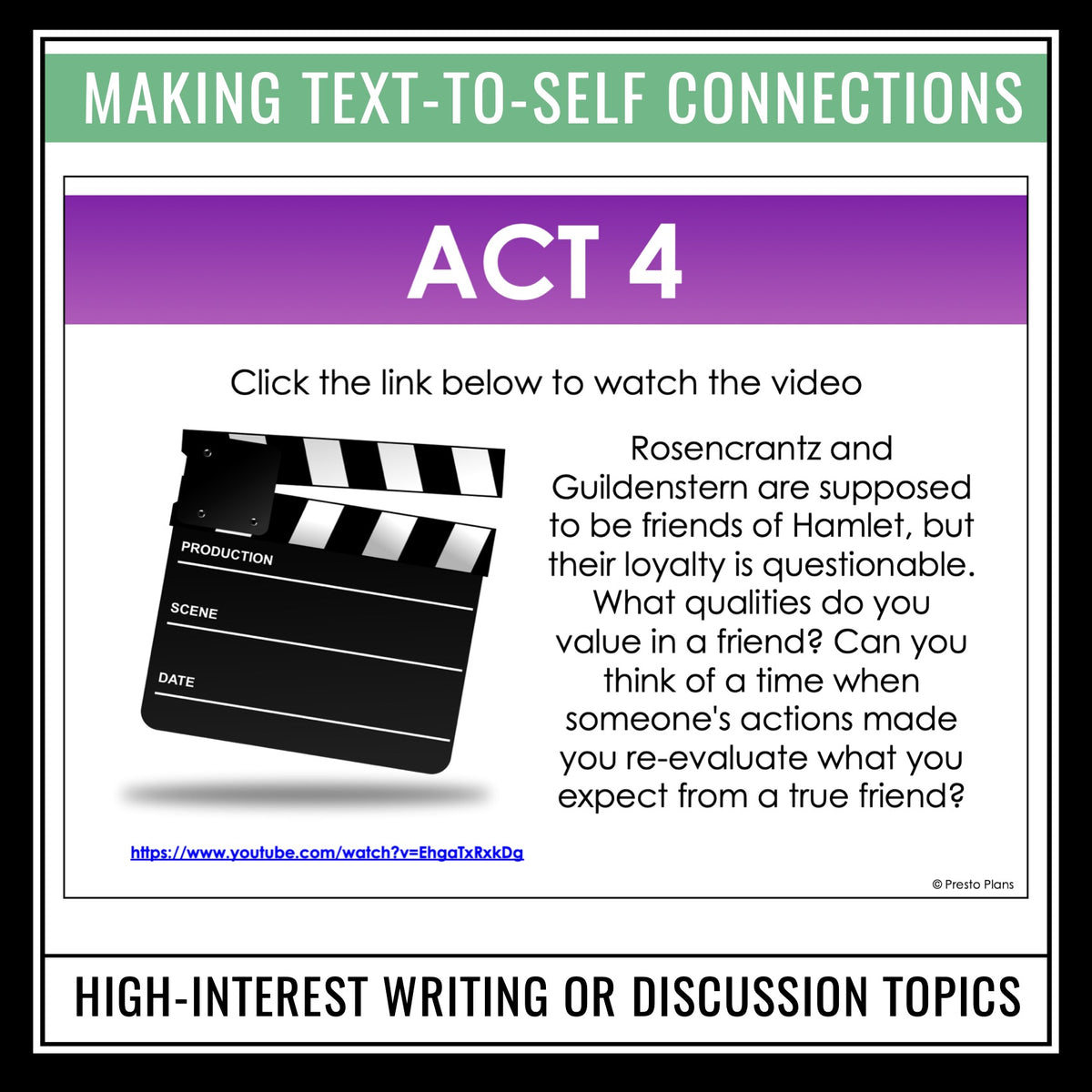 Hamlet Writing Prompts Video Clips and Journal Writing Topics Shak