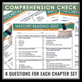 Hatchet Quizzes - Multiple Choice and Quote Chapter Reading Quizzes - Answer Key