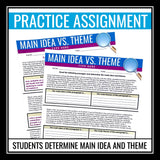 Main Idea vs Theme Lesson - Presentation, Posters, and Worksheet Assignment