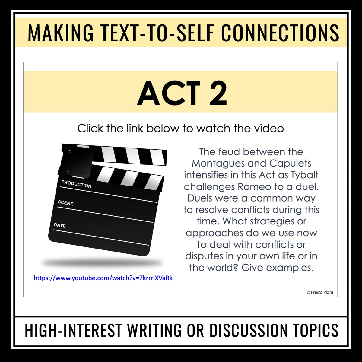 Romeo and Juliet Writing Prompts Video Clips and Journal Writing Top