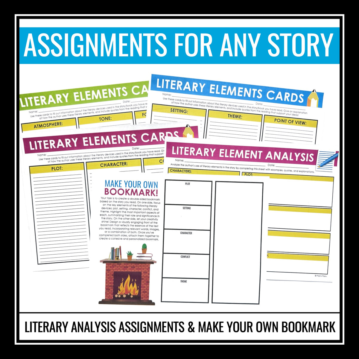 Story Elements Posters and Activities - Fiction Literary Devices Bulle ...