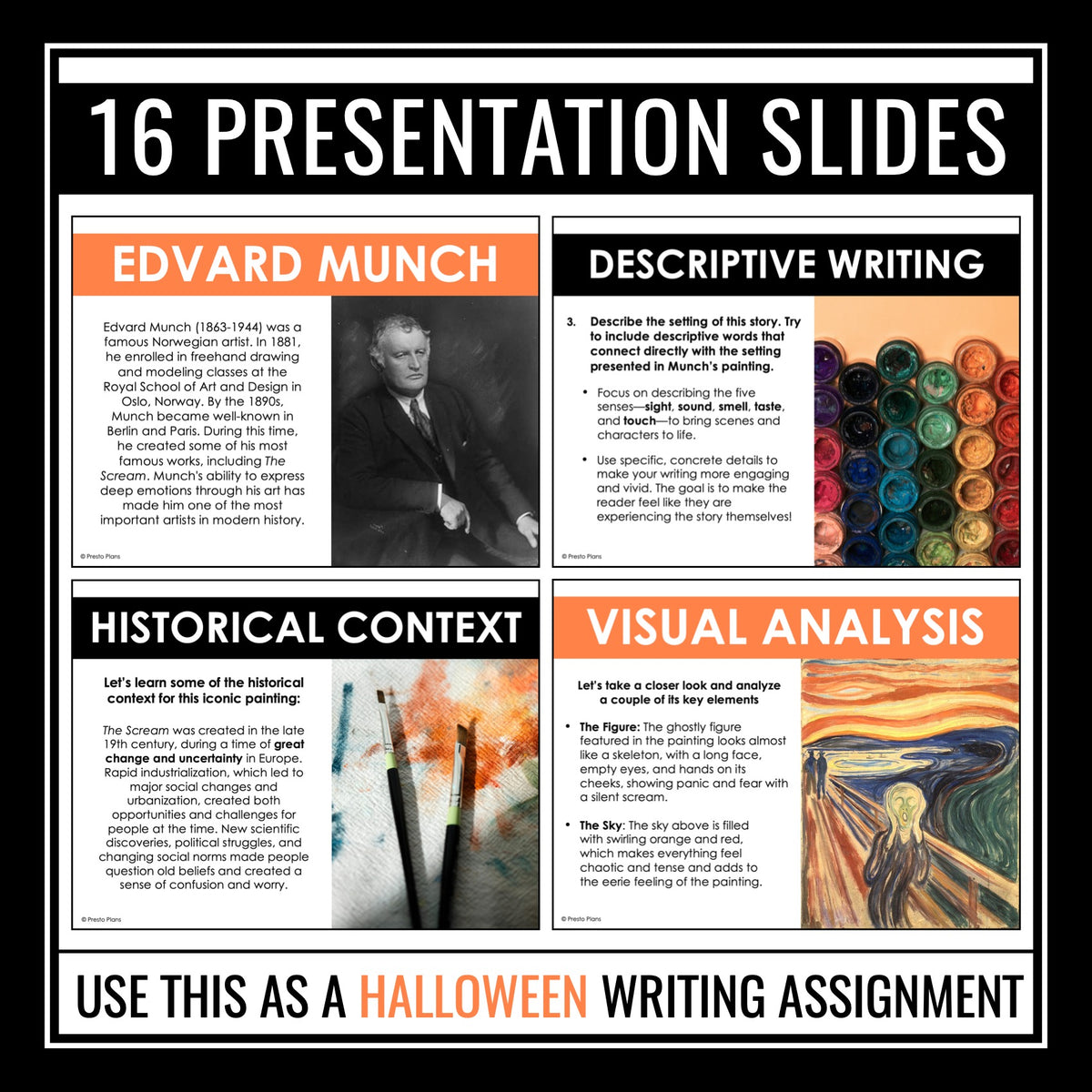 Halloween Writing Activity - Narrative Inspired by The Scream by Edvar ...