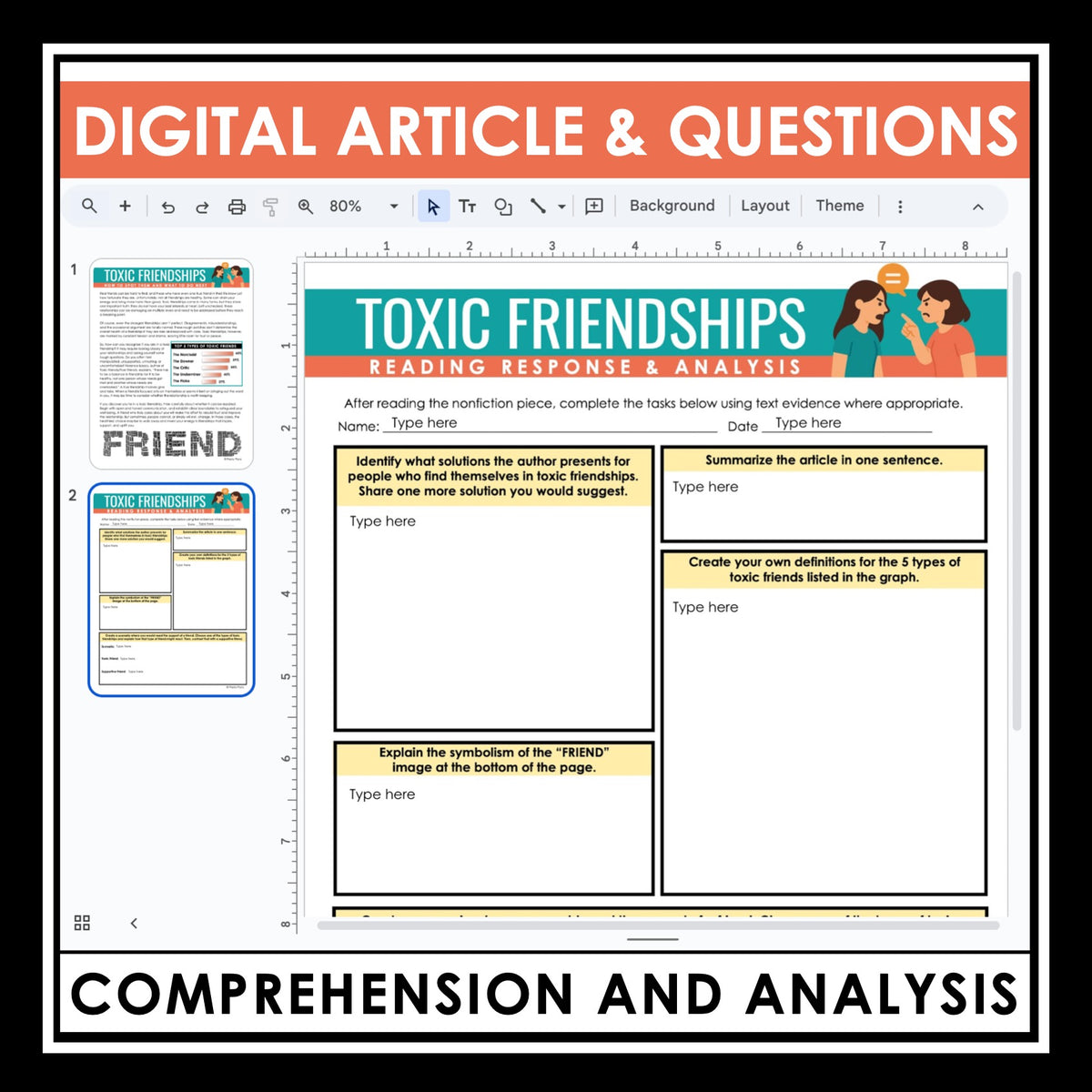 Nonfiction Reading Comprehension Digital Article & Activities Toxic Fr ...