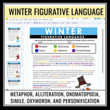 Winter Figurative Language Digital Assignments -  Literary Devices Activity