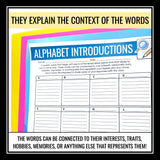 Back to School Activity - Alphabet Introduction Icebreaker First Day Activity