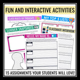 Back to School Activities and Assignments - First Days of School Activity Bundle