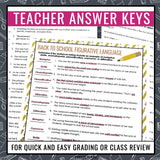 Back to School Figurative Language Assignments – Literary Devices Activity