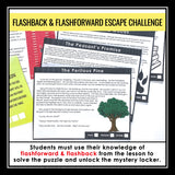 Flashback and Flashforward Slides & Literary Device Escape Room Reading Activity