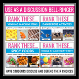 Attendance Questions or Bell Ringers Fun Back to School Ranking Slides Activity