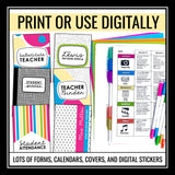Teacher Binder - Editable Teacher Planner Forms, Covers, Calendars - Middle High