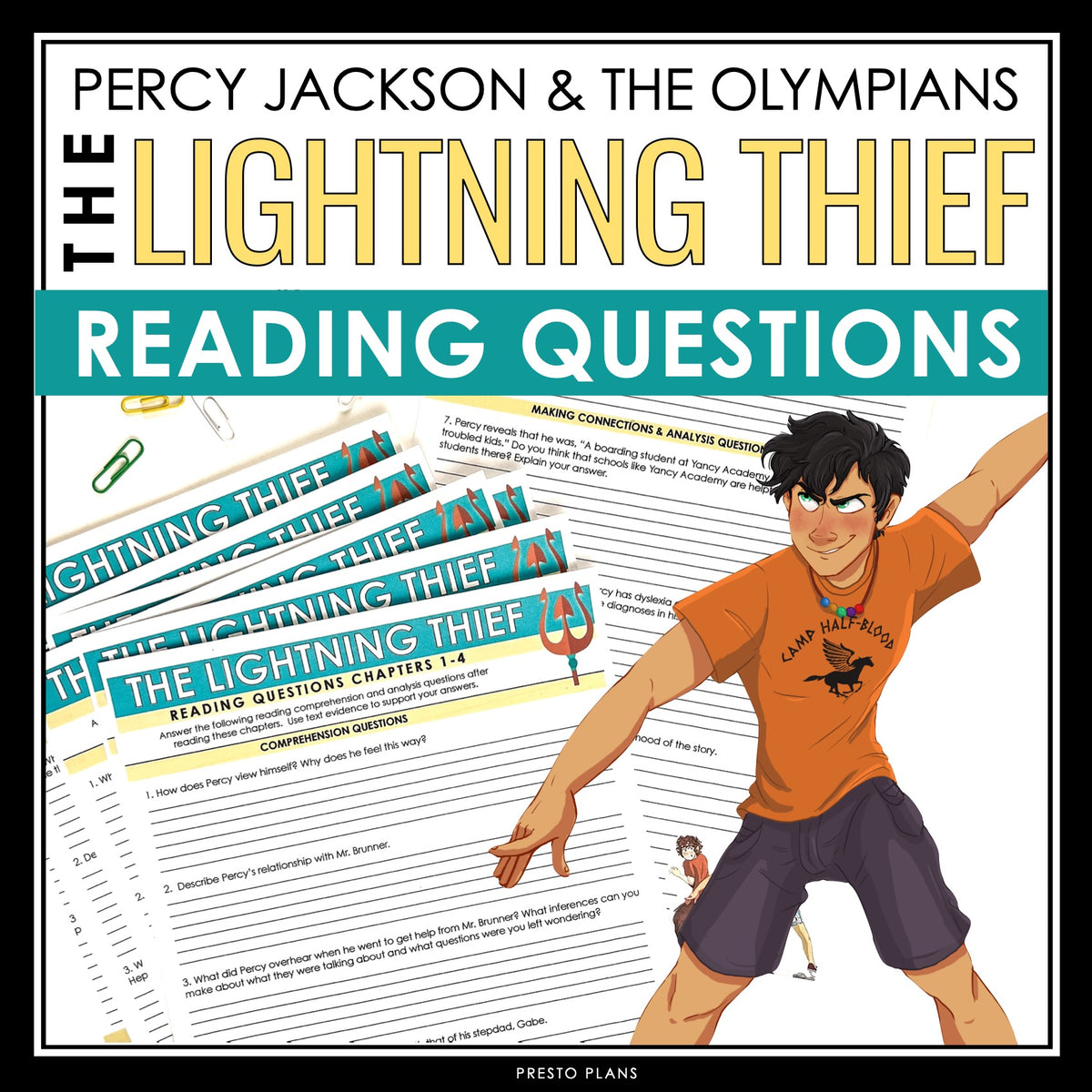 Percy Jackson and the Olympians The Lightning Thief Reading Questions ...